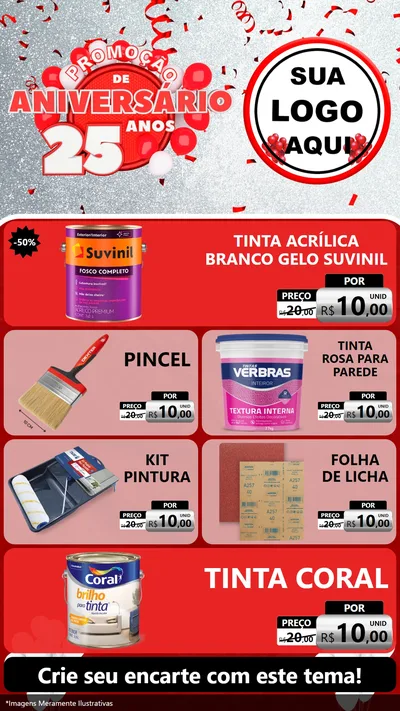Modelo de TV para TV Vertical com o tema Promoção de Aniversário - 25Anos para Tintas e Ferramentas