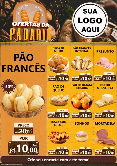 Modelo de Encarte para Encarte A4 Vertical com o tema Ofertas da Padaria para Padaria