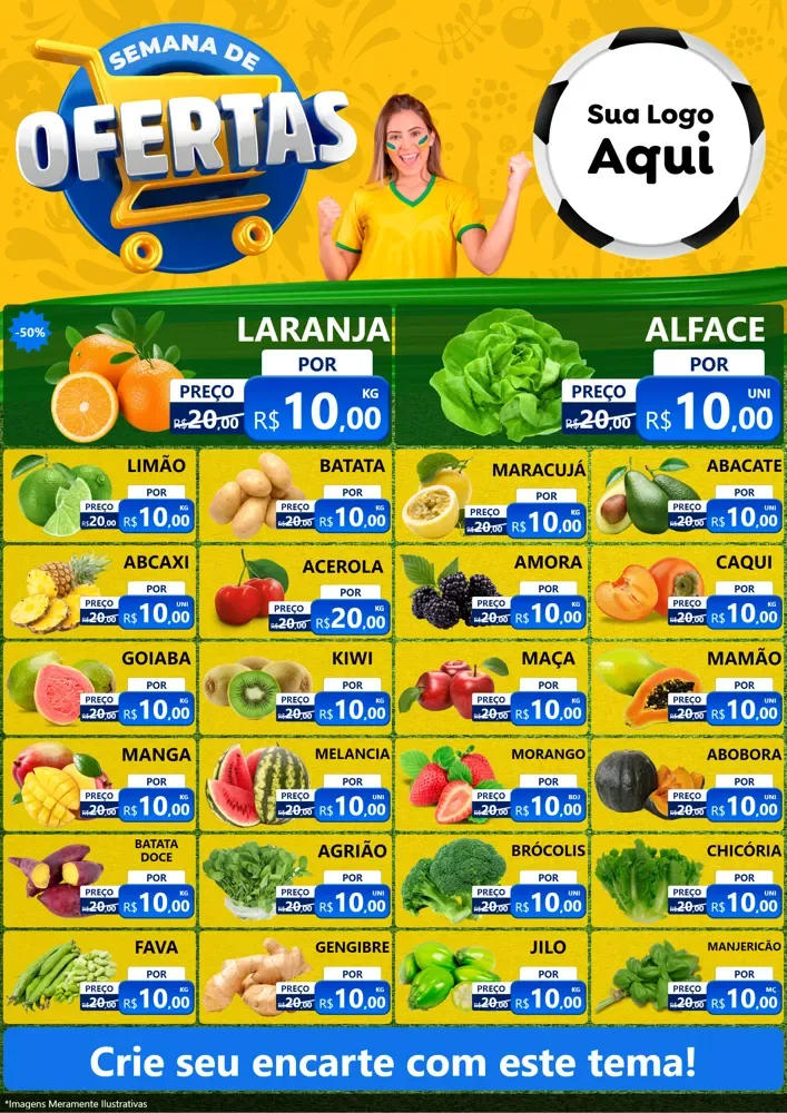 Modelo de Encarte para Encarte A4 Vertical com o tema Semana de Ofertas - Copa para Hortifrúti