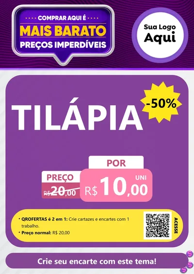Modelo de Cartaz para Cartaz A4 Vertical com o tema Mais Barato para Peixaria
