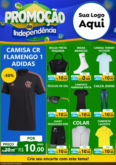 Modelo de Encarte para Encarte A4 Vertical com o tema Promoção da Independência para Roupas e acessórios