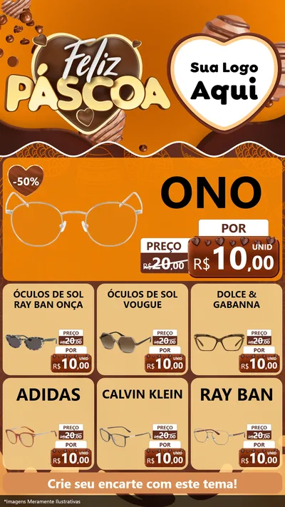 Modelo de Rede Social para Stories com o tema Feliz Páscoa para Óticas