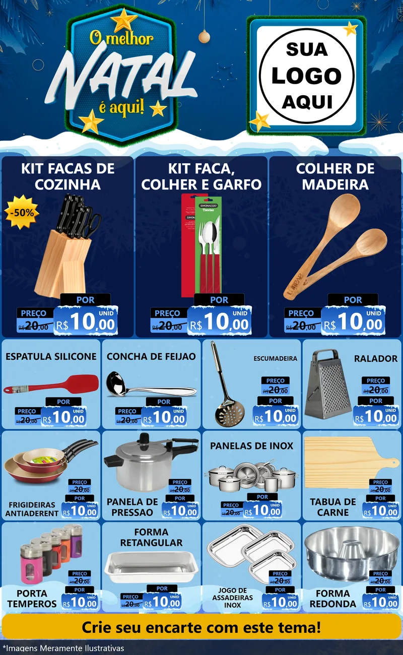 Modelo de Encarte para Encarte Grande com o tema O Melhor Natal É Aqui! para Utilidades Domésticas