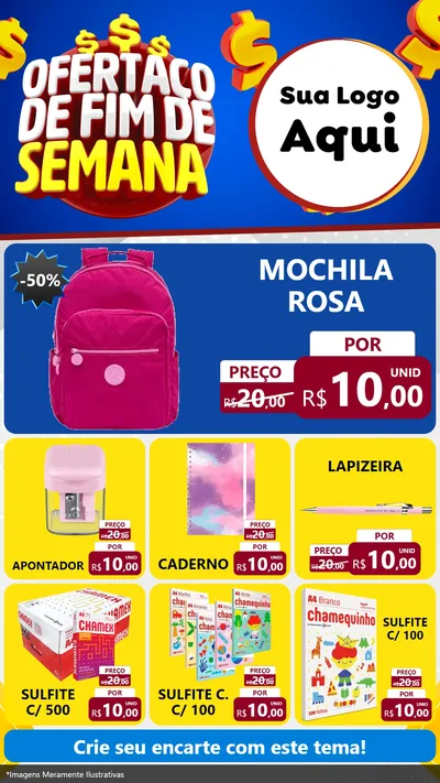 Modelo de Rede Social para Stories com o tema Ofertaço de Fim de Semana para Papelaria