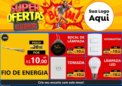 Modelo de Encarte para Encarte A4 Horizontal com o tema Super Ofertas Julho para Materiais Elétricos
