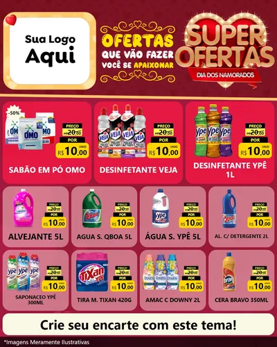 Modelo de Rede Social para Feed Instagram com o tema Dia dos Namorados para Produtos de Limpeza