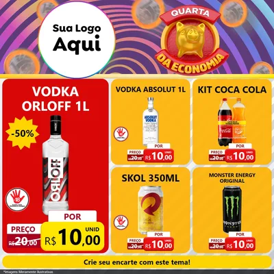Modelo de Rede Social para Feed Facebook com o tema Quarta da Economia para Distribuidora de bebidas