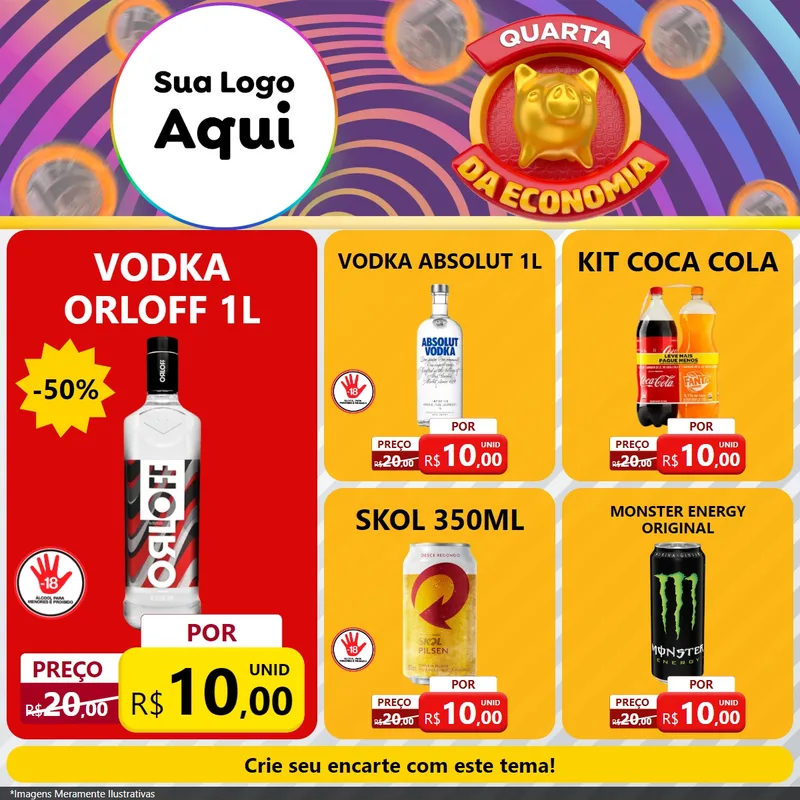 Modelo de Rede Social para Feed Facebook com o tema Quarta da Economia para Distribuidora de bebidas