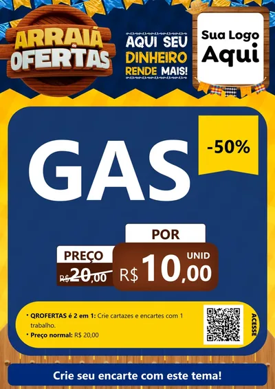 Modelo de Cartaz para Cartaz A4 Vertical com o tema Arraiá de Ofertas - Junina para Água e gás
