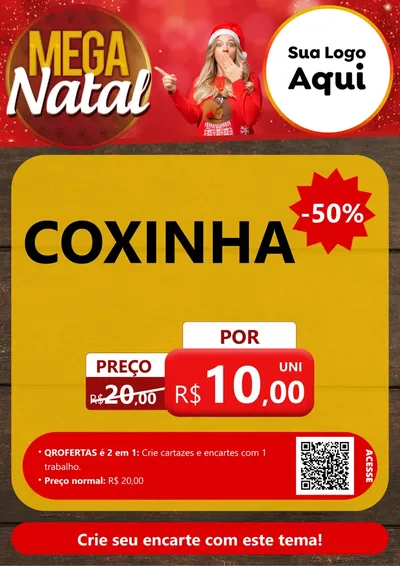 Modelo de Cartaz para Cartaz A4 Vertical com o tema Mega Natal para Salgadaria