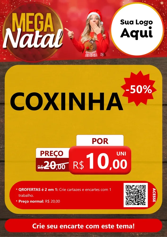Modelo de Cartaz para Cartaz A4 Vertical com o tema Mega Natal para Salgadaria