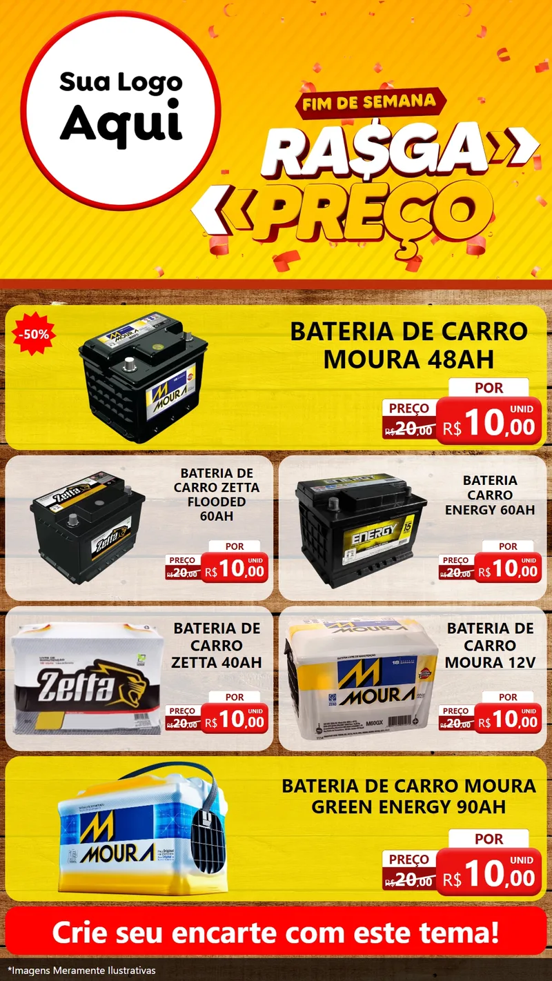 Modelo de TV para TV Vertical com o tema Fim de Semana Rasga Preços para Baterias Elétricas