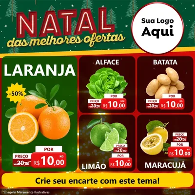Modelo de Rede Social para Feed Facebook com o tema Natal das Melhores Ofertas para Hortifrúti
