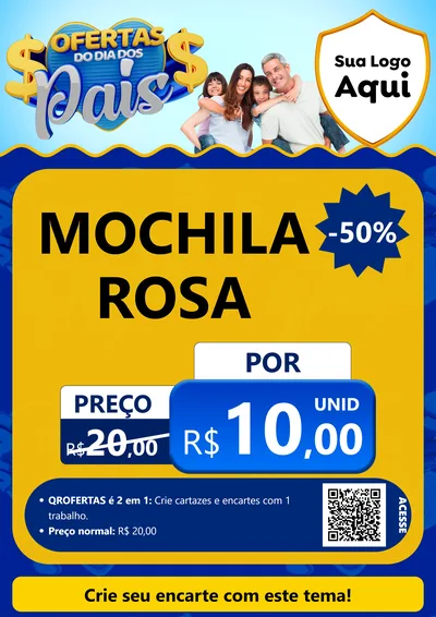 Modelo de Cartaz para Cartaz A4 Vertical com o tema Ofertas do Dia dos Pais para Papelaria