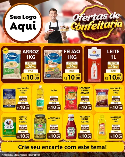 Modelo de Rede Social para Feed Instagram com o tema Ofertas de Confeitaria para Supermercado