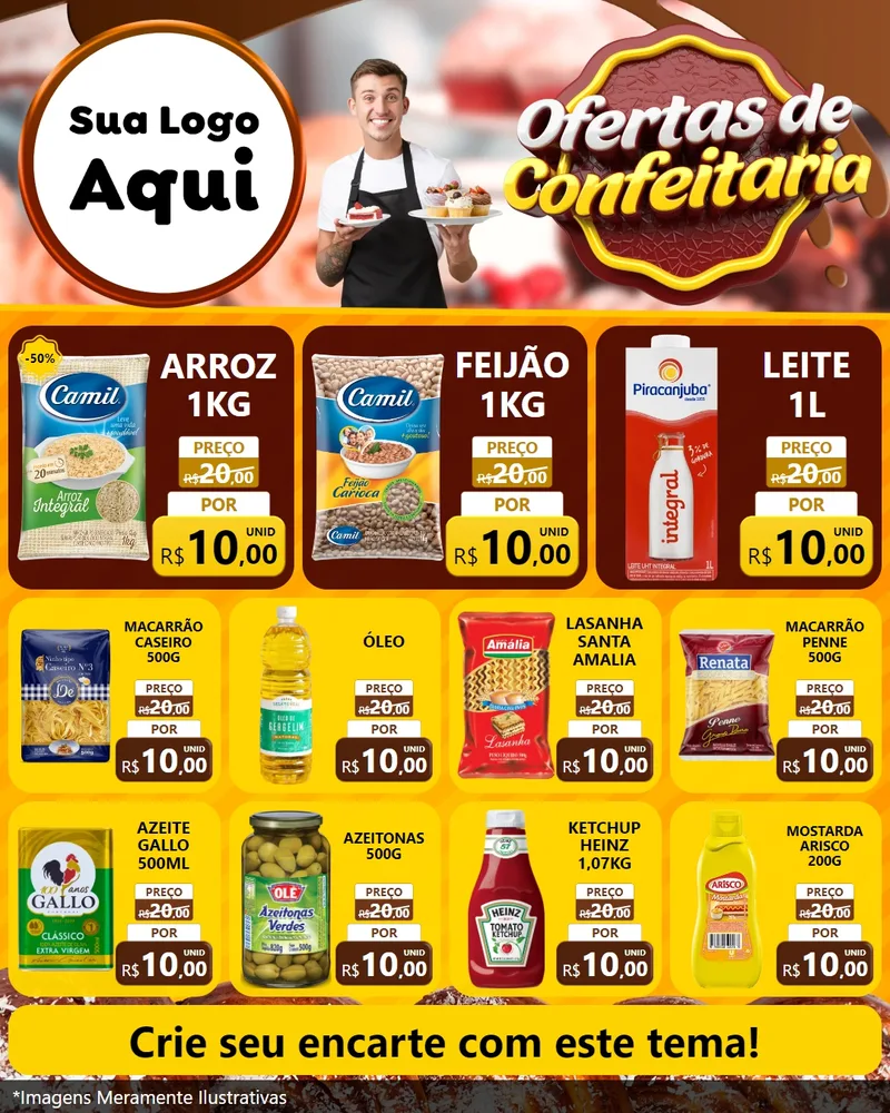Modelo de Rede Social para Feed Instagram com o tema Ofertas de Confeitaria para Supermercado