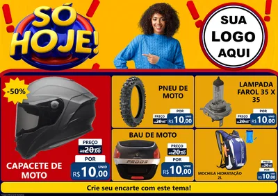 Modelo de Encarte para Encarte A4 Horizontal com o tema Só Hoje! para Moto peças