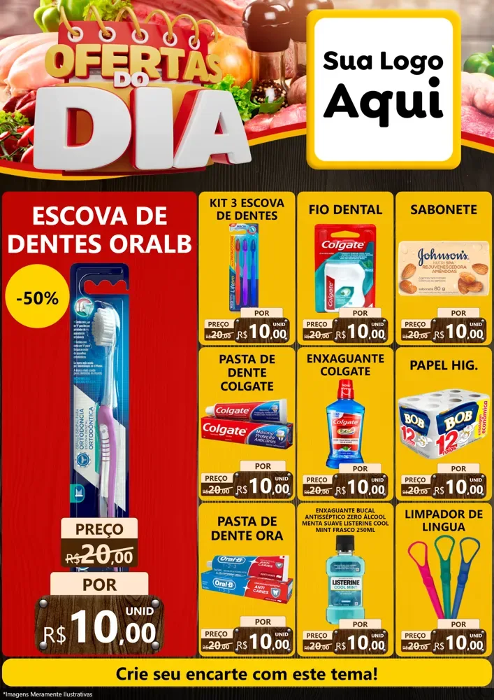 Modelo de Encarte para Encarte A4 Vertical com o tema Ofertas do Dia para Higiene Pessoal