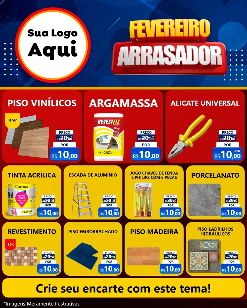 Modelo de Rede Social para Feed Instagram com o tema Fevereiro Arrasador para Material para Construção
