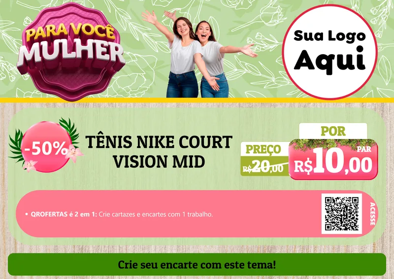 Modelo de Cartaz para Cartaz A4 Horizontal com o tema Para Você Mulher para Calçados