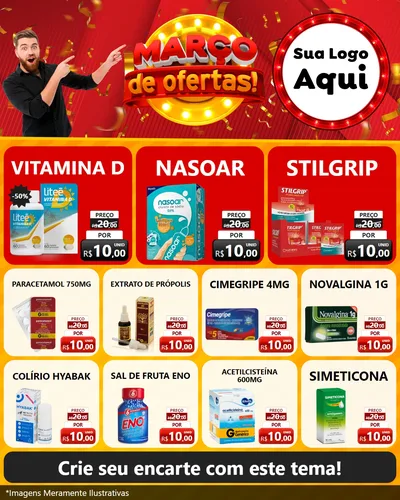 Modelo de Rede Social para Feed Instagram com o tema Março de Ofertas! para Farmácia