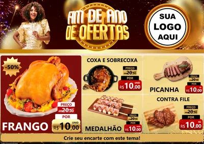 Modelo de Encarte para Encarte A4 Horizontal com o tema Fim de Ano de Ofertas para Assados