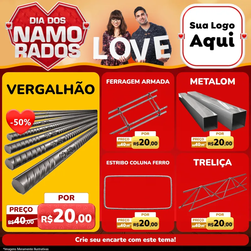Modelo de Rede Social para Feed Facebook com o tema Dia dos Namorados para Ferragens