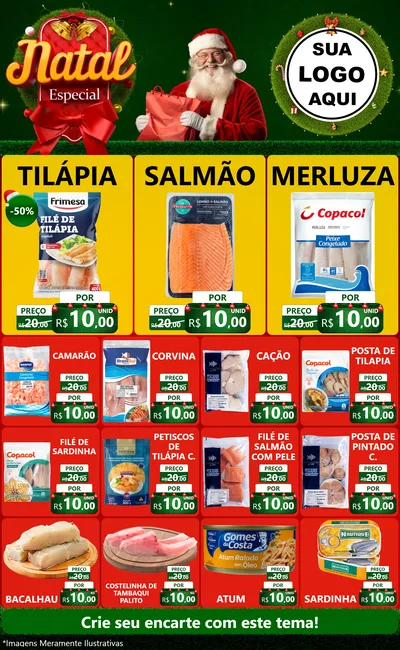 Modelo de Encarte para Encarte Grande com o tema Natal Especial para Peixaria