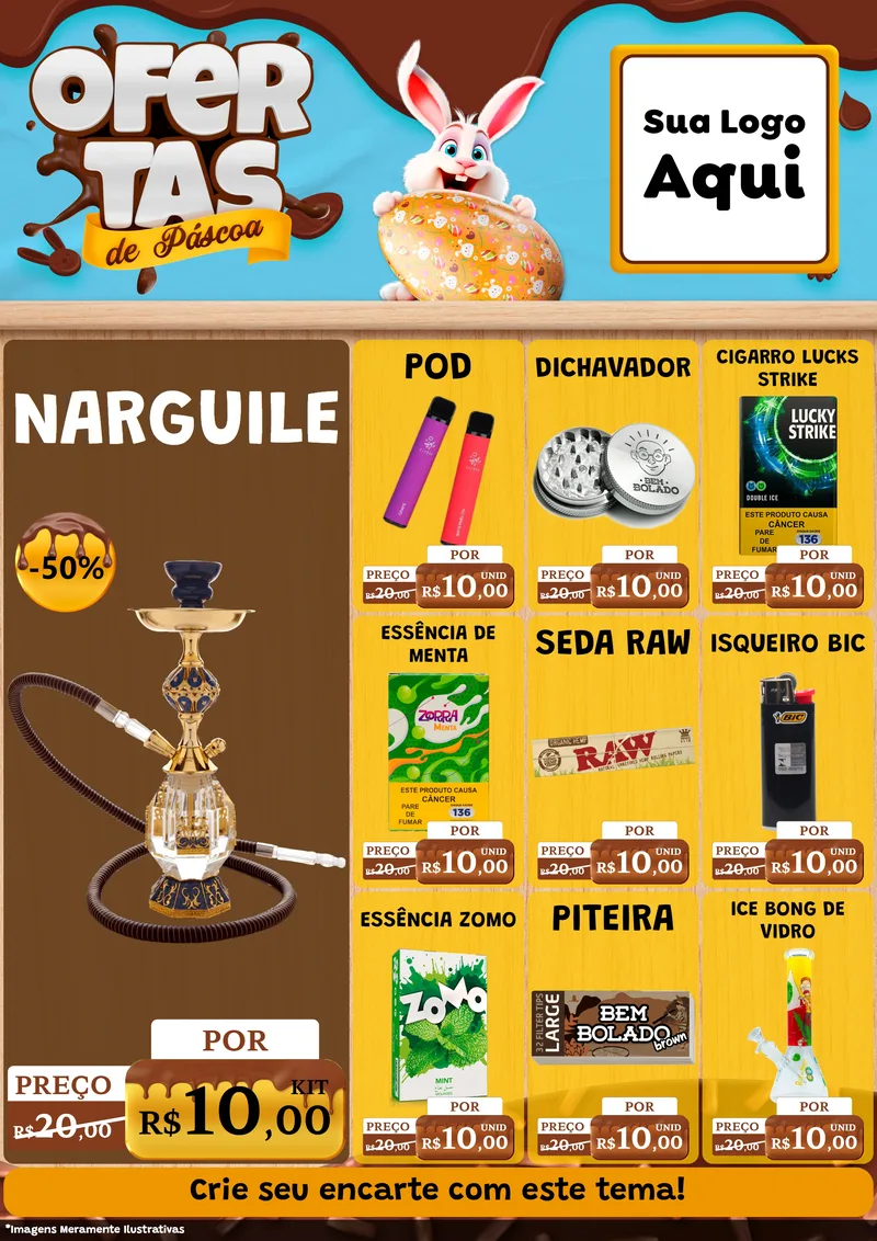 Modelo de Encarte para Encarte A4 Vertical com o tema Ofertas de Páscoa para Tabacaria