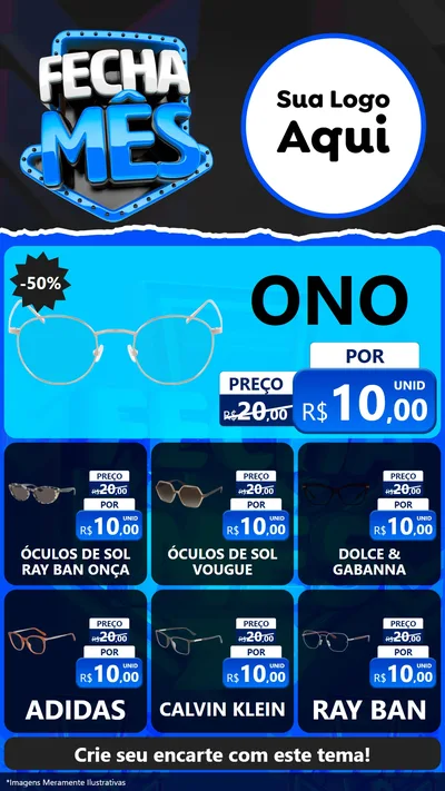Modelo de Rede Social para Stories com o tema Fecha Mês para Óticas
