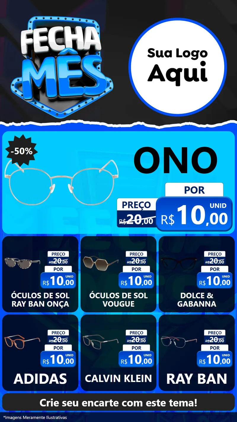 Modelo de Rede Social para Stories com o tema Fecha Mês para Óticas