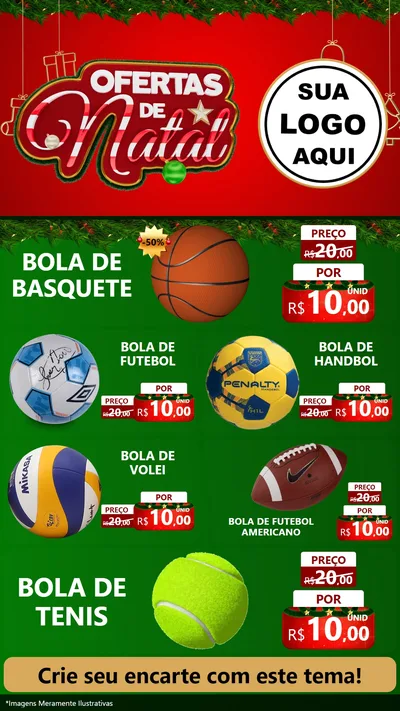 Modelo de TV para TV Vertical com o tema Ofertas de Natal para Artigos Esportivos