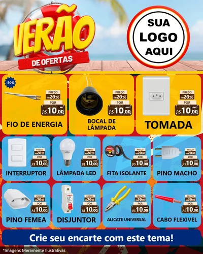 Modelo de Rede Social para Feed Instagram com o tema Verão de Ofertas para Materiais Elétricos
