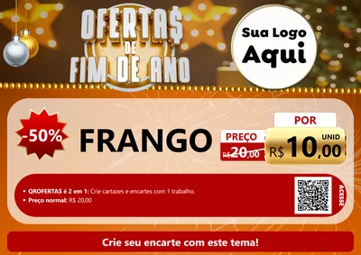 Modelo de Cartaz para Cartaz A4 Horizontal com o tema Ofertas de Fim de Ano para Assados