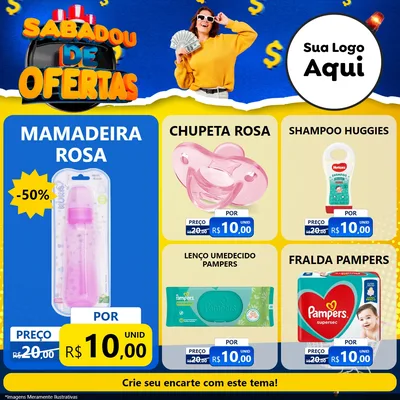 Modelo de Rede Social para Feed Facebook com o tema Sabadou de Ofertas para Bebês