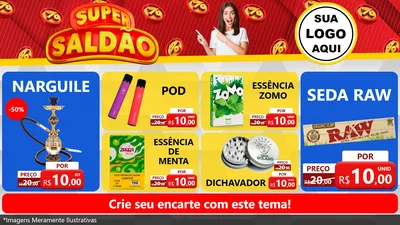 Modelo de TV para TV Horizontal com o tema Super Saldão para Tabacaria