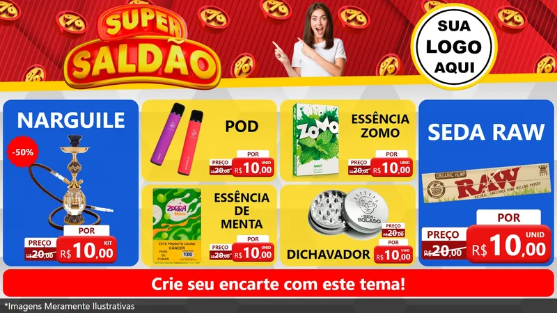 Modelo de TV para TV Horizontal com o tema Super Saldão para Tabacaria