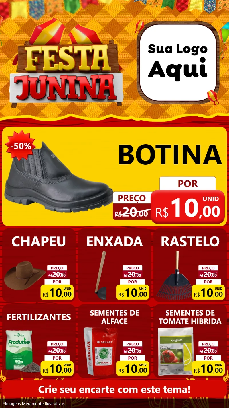 Modelo de Rede Social para Stories com o tema Festa Junina para Agropecuária