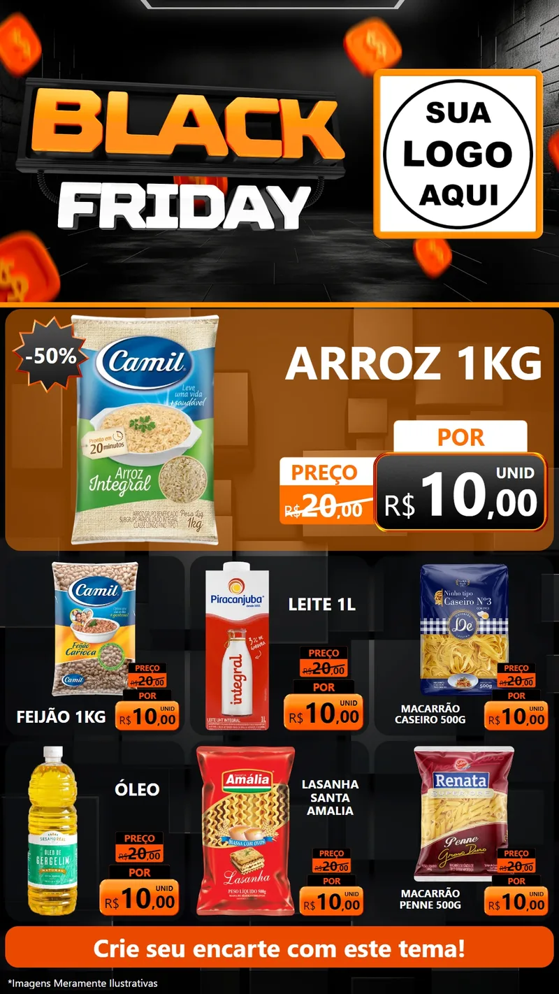 Modelo de Rede Social para Stories com o tema Black Friday para Supermercado