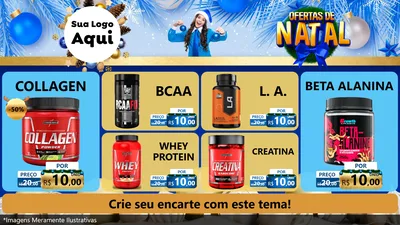 Modelo de TV para TV Horizontal com o tema Ofertas de Natal para Suplementos alimentares