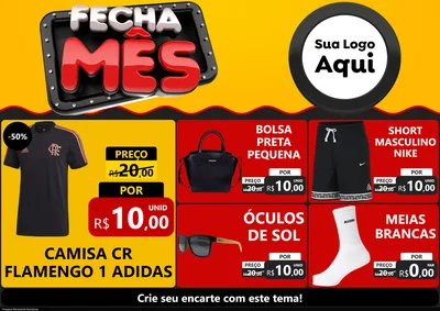 Modelo de Encarte para Encarte A4 Horizontal com o tema Fecha Mês para Roupas e acessórios