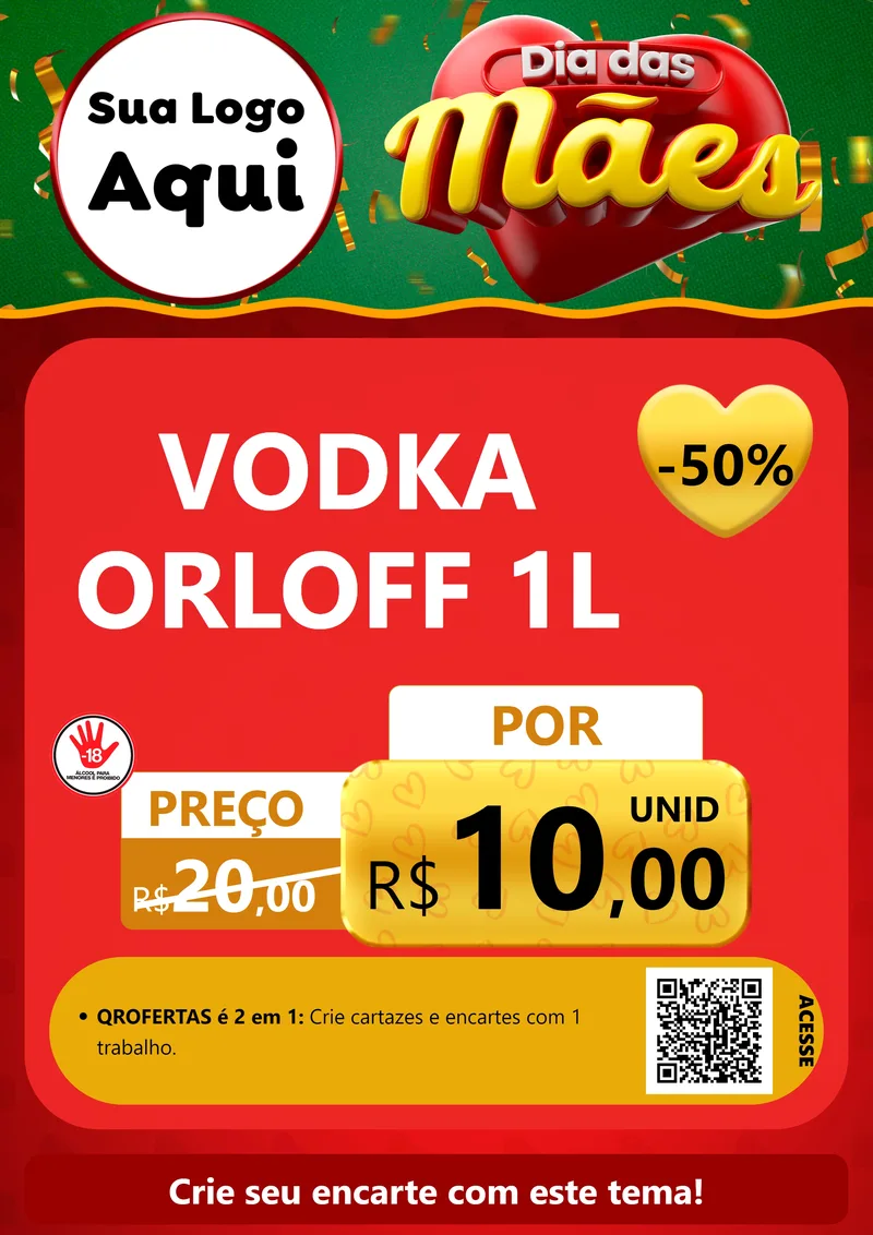 Modelo de Cartaz para Cartaz A4 Vertical com o tema Dia das Mães para Distribuidora de bebidas
