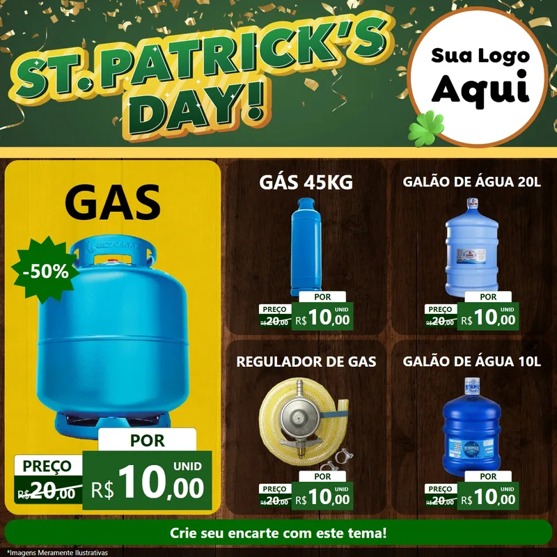Modelo de Rede Social para Feed Facebook com o tema St Patriks Day para Água e gás