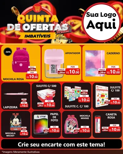 Modelo de Rede Social para Feed Instagram com o tema Quinta de Ofertas Imbatíveis para Papelaria