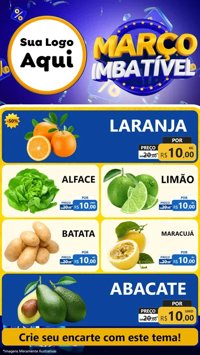 Modelo de TV para TV Vertical com o tema Março Imbatível para Hortifrúti