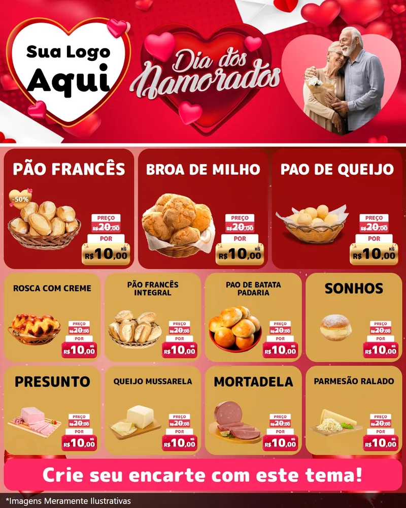 Modelo de Rede Social para Feed Instagram com o tema Dia Dos Namorados para Padaria