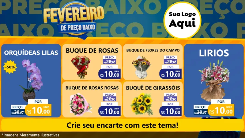 Modelo de TV para TV Horizontal com o tema Fevereiro de Preço Baixo para Floricultura e jardim