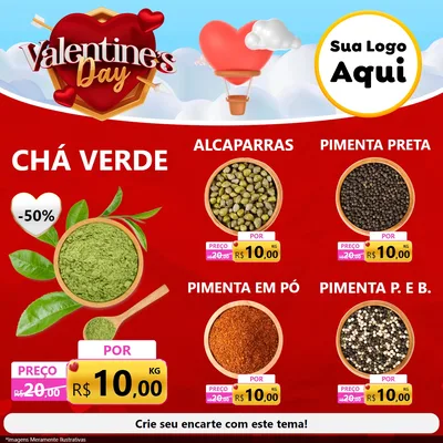 Modelo de Rede Social para Feed Facebook com o tema Valentine's Day para Produtos Naturais
