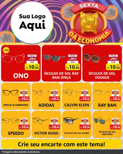 Modelo de Rede Social para Feed Instagram com o tema Sexta da Economia para Óticas