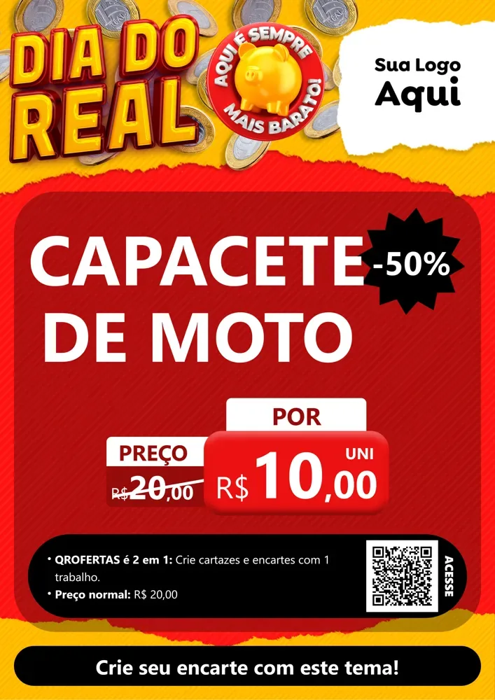 Modelo de Cartaz para Cartaz A4 Vertical com o tema Dia Do Real para Moto peças